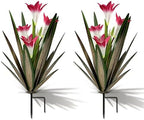 Homight Metal Agave Plant Outdoor Decoration Lily Mexican Yard Art Garden Gift Home Decor Hand Painted Metal Agave Garden Yard Statue, Outdoor Lawn Ornaments (2 Big Red Lilies) by HomightCentennial