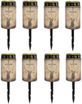Poceacles 8 Pack Cross Solar Lights Outdoor for Cemetery Grave Decorations, Fake LED Pillar Candles Solar Powered Waterproof Outdoor Stake Lights Grave Markers, Deer Cross Dove of Peace Vintage by Poceacles