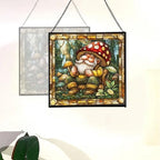 Gnome with Mushroom Maintenance Stained Glass Suncatcher – Square Hanging Window Panel for Home, Garden, Nursery, Halloween, Christmas, Memorial Day – Whimsical Glass Art Gift for Gnome Lovers furjak - Image 4