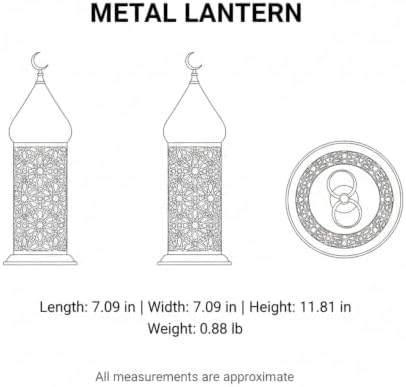 Sturdy Metal Construction Gold-Plated Lantern for Hanging or Tabletop Use, Decorative Candle Holder with Moroccan Cutouts for Indoor and Patio Ambiance - Image 7