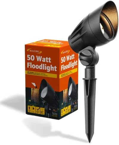 Malibu 50 Watt Floodlight Landscape Lights Outdoor Spotlight Waterproof Path Light Low Voltage Lighting with Spike Stand for Garden, Yard, Pathway, Lawn, Driveway Outdoor Lighting 8301-9601-01 by Unknown