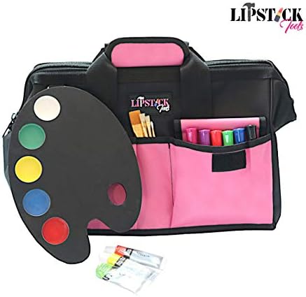 18-Inch Multi-Purpose Zip-Top Pink Storage Wide Mouth Tool Bag Organizer. Great for Home Improvement/Contractors Tools. Heavy Duty Storage Pockets and Shoulder Strap. - Image 4
