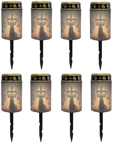 Poceacles 8 Pack Cross Solar Lights Outdoor for Cemetery Grave Solar Lights Outdoor Waterproof Decorative Flameless Candle for Cemetery Garden Backyard Outdoor Decor, Deer Cross Dove of Peace by Poceacles