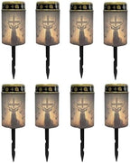 Poceacles 8 Pack Cross Solar Lights Outdoor for Cemetery Grave Solar Lights Outdoor Waterproof Decorative Flameless Candle for Cemetery Garden Backyard Outdoor Decor, Deer Cross Dove of Peace by Poceacles