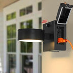 Porch Lights with GFCI Outlet, Dusk to Dawn Outdoor Wall Light with Outlet, LED Aluminum Exterior Light Fixture Waterproof, Outside Lights for House, Front, Door, Patio, Garage by QQCherry