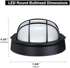 GRUENLICH LED Bulkhead Light, 8" Round Aluminum, 5000K, Black, 2 Pack - Image 3