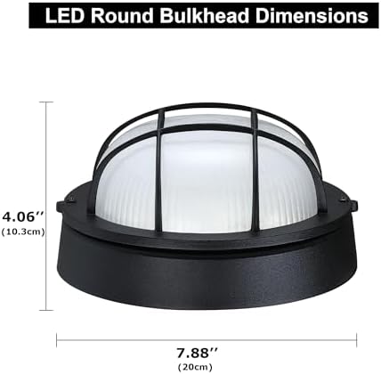 GRUENLICH LED Bulkhead Light, 8" Round Aluminum, 5000K, Black, 2 Pack - Image 3