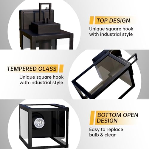 10 Inch Dusk to Dawn Outdoor Wall Light, Small Outdoor Wall Lantern, Exterior Dusk to Dawn Porch Light, Black Modern Outside Wall Sconces, Waterproof Outdoor Wall Lamp for Porch Front Door, 1 Pack - Image 4
