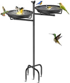46 Inch Metal Bird Bath for Outside, Vintage Freestanding Birdbaths Feeder Bowl, Stable & Easy to Clean Birdfeeder for Outdoors Garden Yard Lawn Decor (Black) by VeyFolzinst