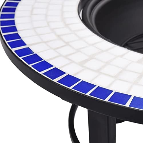 26.8" Mosaic Fire Pit Table, Ceramic Outdoor Wood Burning Fireplace Bowl for Backyard Patio Garden Heating BBQ, Blue and White 26.8" Ceramic,-328 - Image 7