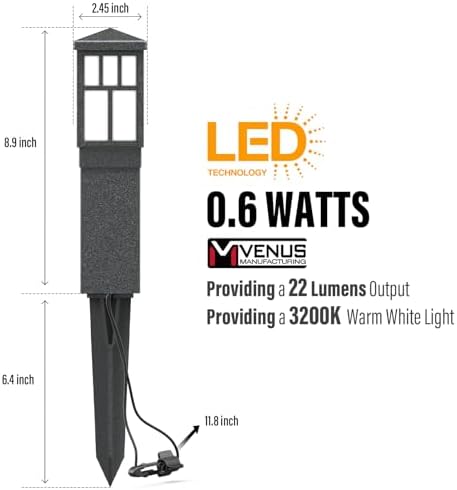 VENUS MANUFACTURING Low Voltage Pathway Lighting 6 Pack Outdoor Square Bollard Path Lights LED Landscape Lighting 0.6W 3200K Warm White Light for Walkway Yard Backyard Lawn Garden Decorative - Image 2