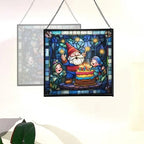Gnome with Birthday Cake Stained Glass Suncatcher – Square Hanging Window Panel for Home, Garden, Nursery, Halloween, Christmas, Memorial Day – Whimsical Glass Art Gift for Gnome Lovers cw39up - Image 4