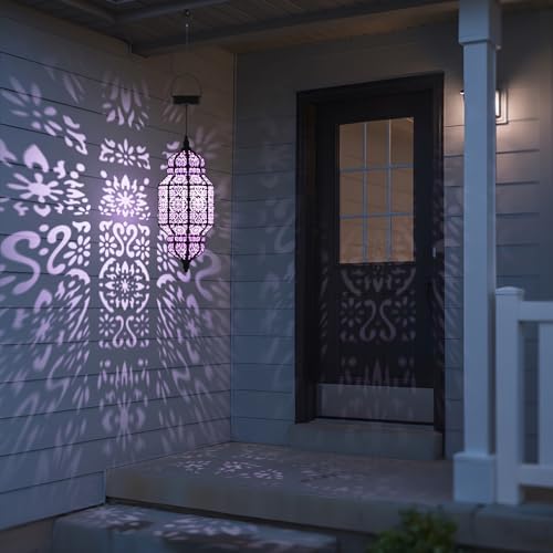 18 Inch High Large Hanging Solar Lights Outdoor Garden Decor, Decorative Waterproof Plastic Moroccan Solar Lantern Lamp, Outside Decorations for Patio Yard Porch Decor, Gardening Gifts for Women Mom - Image 6
