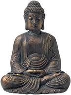 Glitzhome 22.75-inch Zen Meditation Buddha Garden Statue, Bronze Large Indoor and Outdoor Sculpture, Hand-Finished MGO & Fiberglass Decor for Home Patio Yard by Glitzhome
