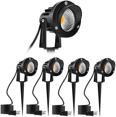 Romwish 12W LED Landscape Spotlights, 120V Plug-in Outdoor Lighting, 4 Pack by ROMWISH