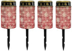 Poceacles Christmas Solar Lights Waterproof Cemetery Candles Solar Powered Grave Outdoor Decorative Walkway Lights for Lawn Garden Pathway Decor, Christmas Plaid Snowflake Red, Pack of 4 by Poceacles