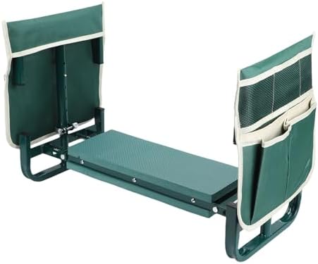 Garden Kneeler Seat with 2 Tool Pouches Height Adjustable Foldable Stool (Green) - Image 5