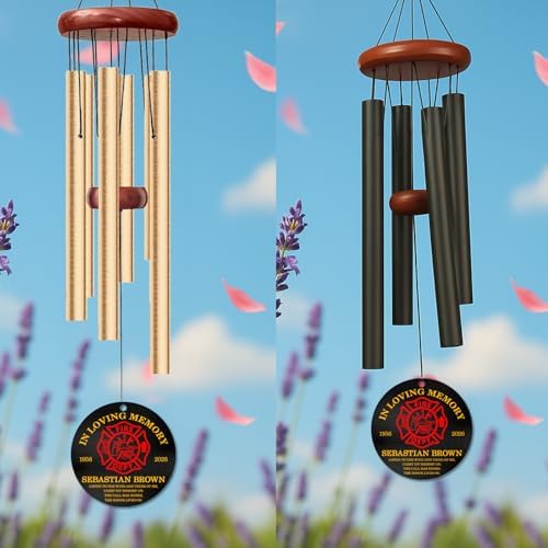 Personalized Firefighter Memorial Wind Chime – Custom Name & Years in Loving Memory Tribute – Remembrance Windchime for Fallen Firefighters – Gift for Firefighter Families & First Responders - Image 5