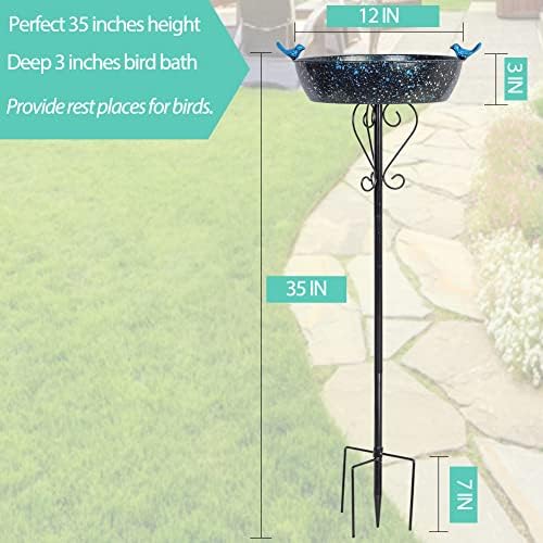 3" Deep Metal Bird Bath for Outside,Garden Freestanding Birdfeeder - Image 4