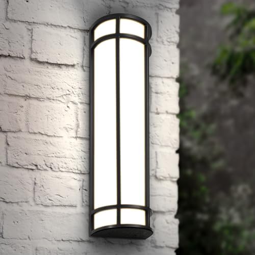 ASD 24" LED Outdoor Wall Light | Half Cylinder 3CCT, Porch Patio | Black by ASDLightingCorporation