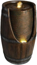 24.8" Outdoor Water Fountain with Lights, Rustic Barrel Outdoor Fountains and Waterfalls, Farmhouse Garden Water Fountain for Patio Porch Yard - Image 7