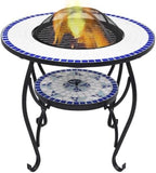 Mosaic Fire Pit Table, Ceramic Round Wood Burning Bowl, 26.8 in by Unknown