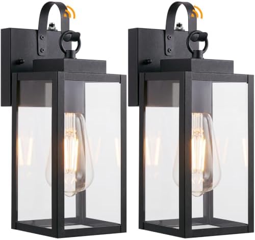 2 Pack 13" Dusk to Dawn Porch Light, Outdoor Wall Light with Clear Glass by RLdream