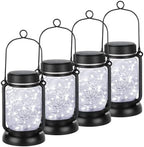 Mlambert 4 Pack Solar Mason Jar Hanging Lantern with Stakes, Cool White by Mlambert