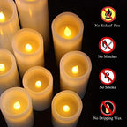 YIWER Flameless Candles Battery Operated Candles 4" 5" 6" 7" 8" 9" Set of 9 Ivory Real Wax Pillar LED Candles with 10-Key Remote and Cycling 24 Hours Timer - Image 3