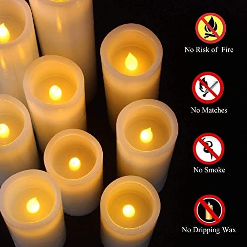 YIWER Flameless Candles Battery Operated Candles 4" 5" 6" 7" 8" 9" Set of 9 Ivory Real Wax Pillar LED Candles with 10-Key Remote and Cycling 24 Hours Timer - Image 3