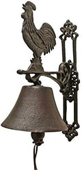 NACH Cast Iron Rooster Doorbell, Small Door Bells for Homes, Rustic Dinner Bell, Kitchen Door Bell, Metal Doorbells, 4.5x7.5x12 inch, JS-90-080 by NACH