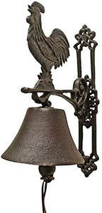 NACH Cast Iron Rooster Doorbell, Small Door Bells for Homes, Rustic Dinner Bell, Kitchen Door Bell, Metal Doorbells, 4.5x7.5x12 inch, JS-90-080 by NACH