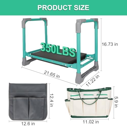 Garden Kneeler and Seat 2-in-1 Foldable Bench, with Storage Bags & Non-Slip Foam Pad - Image 2