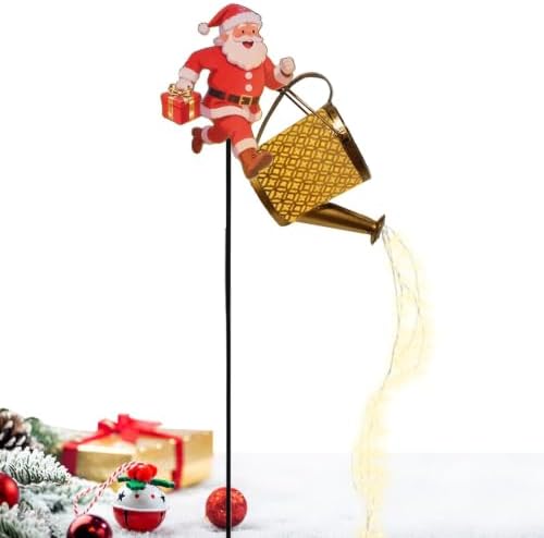 Santa Claus Solar Watering Can Lights Decorative Christmas Pathway Lights - Image 7
