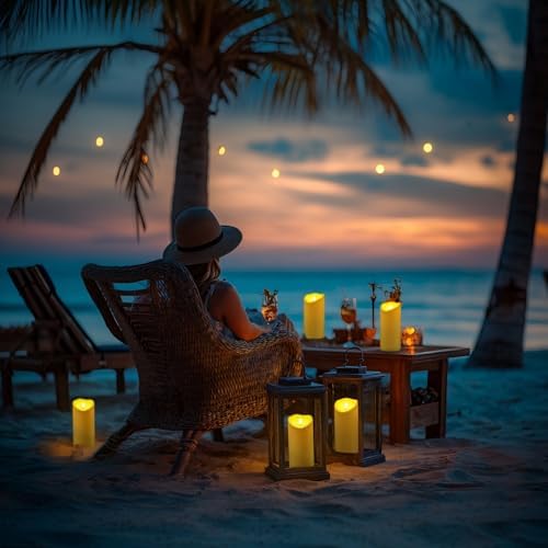 Raycare Large Outdoor Flameless Candles with Remote & Timer, Waterproof Battery Operated LED Pillar Candles, Ivory White, 4"x9", Set of 2 - Image 2