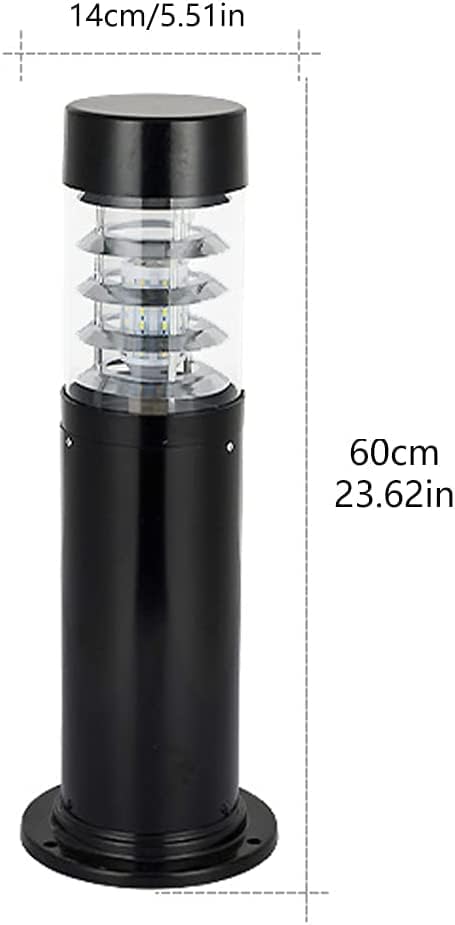 Modern Outdoor Bollard Light Fixture, 23.62-inch Black Waterproof LED Pathway Lighting, Contemporary Landscape Post Lamp for Garden, Driveway, Patio, Walkway, Yard Die-Cast Aluminum - Image 7