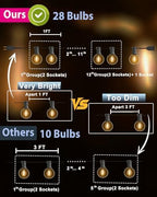 Outdoor String Lights 30FT 28 Bulbs(1 FT Apart) Remote Lighting for Patio - Image 4