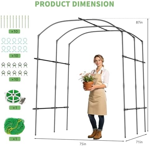 DoCred Garden Arch Trellis, 87''H x 75''L Metal Trellis for Climbing Plants - Image 4