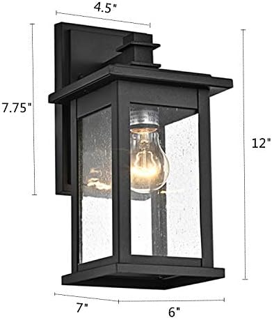 MICSIU 2 Pack Matte Black Outdoor Wall Sconce, 12 Inch Vintage Farmhouse - Image 2