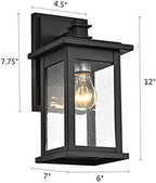 MICSIU 2 Pack Matte Black Outdoor Wall Sconce, 12 Inch Vintage Farmhouse - Image 2