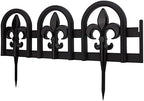 Evelyne Black Garden Border Plastic Edging – PP Plastic, Metal-Free Wrought Iron Look Design, 27pcs Black Yard Landscaping Fence Liner Lawn Edge Barrier, 35ft Kit of Decorative Lawn Landscape Panels by Evelyne