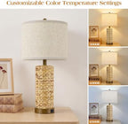 GyroVu Rattan Table Lamps Set of 2, Bedside Lamps for Bedroom Nightstand - Image 4