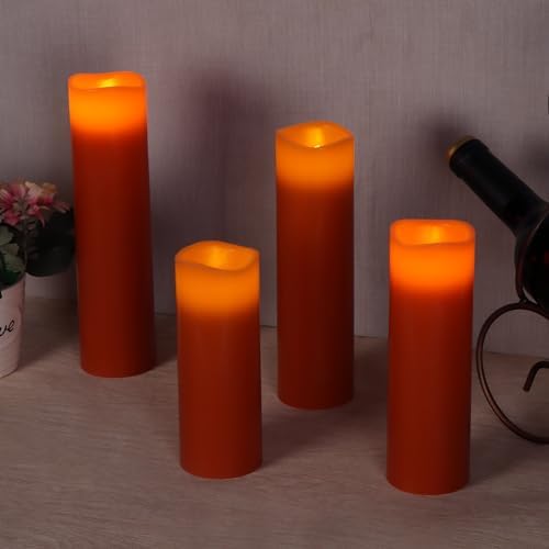 Vinkor Flameless Candles Battery Operated Candles Real Wax Pillar LED Candles with 10-Key Remote and Cycling 24 Hours Timer (Orange Set of 9) - Image 5