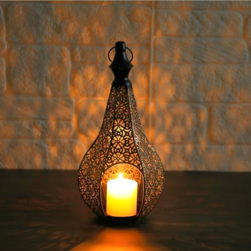 Candlestick Candle Barrels Moroccan Style Retro Lanterns Projection Lights Hollowed-Out Decorations Home Ramadan Hanging Outdoor Indoor Courtyard Porch Festival Weddings - Image 4