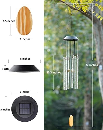 Solar Wind Chimes for Outside, DesGully 6 LED Tubes Color Changing Outdoor Clearance Unique Garden Decor Colorful Patio, Gifts for Her/Him (37" Long) - Image 6