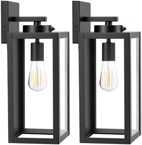 BesLowe 15" Large Upgraded Dusk to Dawn Outdoor Wall Lights, Matte Black by BringYourBrightFuture