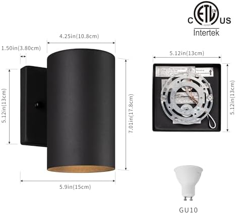 mirrea 7" Modern Outdoor Porch Wall Light, Matte Black, Pack of 4 - Image 3