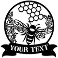 MeMate Garden Sign to Personalize, Bee Farm Sign, Custom Name Sign Metal for Bee Lovers, Bee Garden Art Decorations, Personalized Bee Farm Sign, 8-24 inches Large Metal Sign, Gift for Beekeeper by MeMate