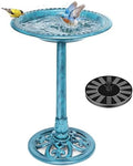 VIVOHOME Bird Bath with Solar Fountain for Outside, Pedestal, Blue by VIVOHOME