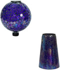 Sunnydaze 10” Solar Gazing Ball & Purple Mosaic Stand - Iridescent Purple by SunnydazeDecor